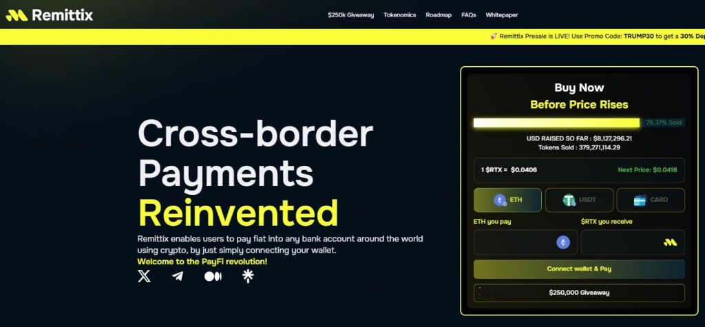 Remittix（$RTX） – ブロックチェーンで国際送金を革新