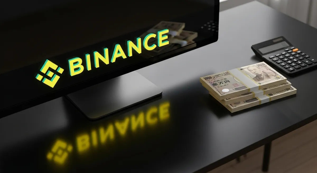 海外取引所のBinanceと書かれたモニターと仮想通貨の税金