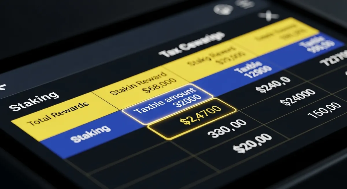 仮想通貨のステーキング報酬の画面