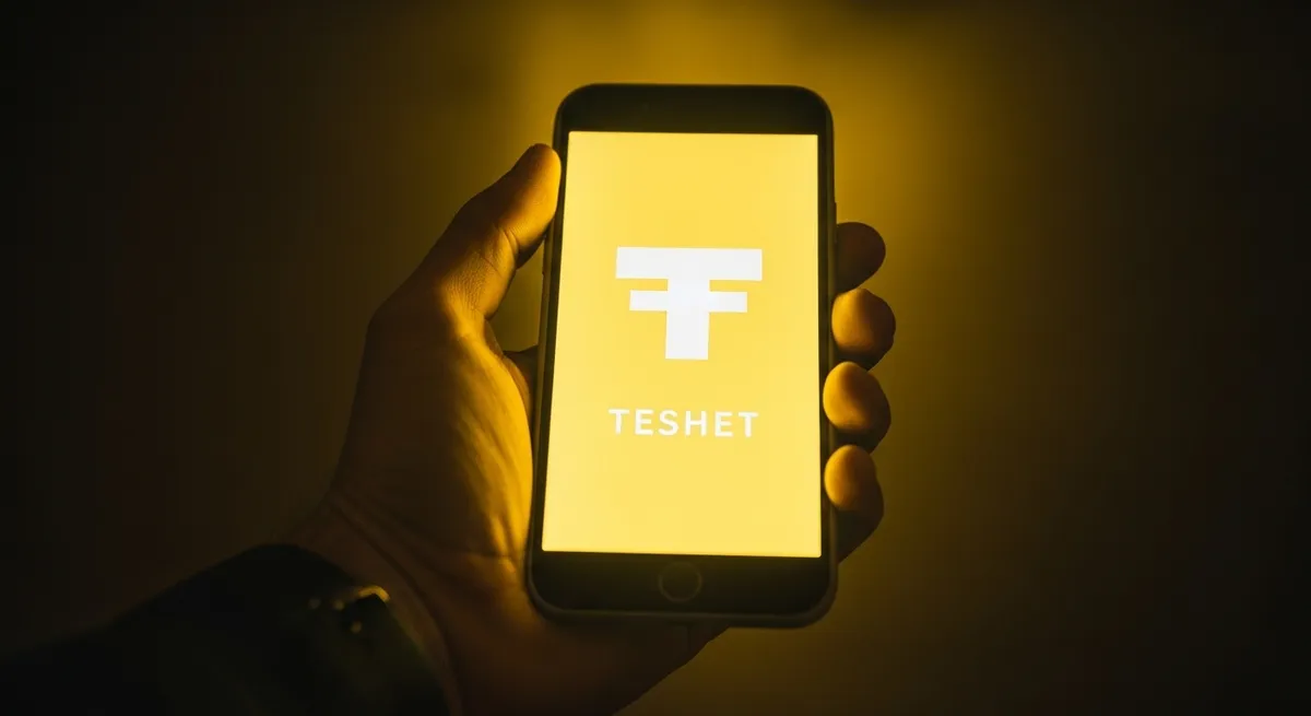 光るUSDT(テザー)のスマホ