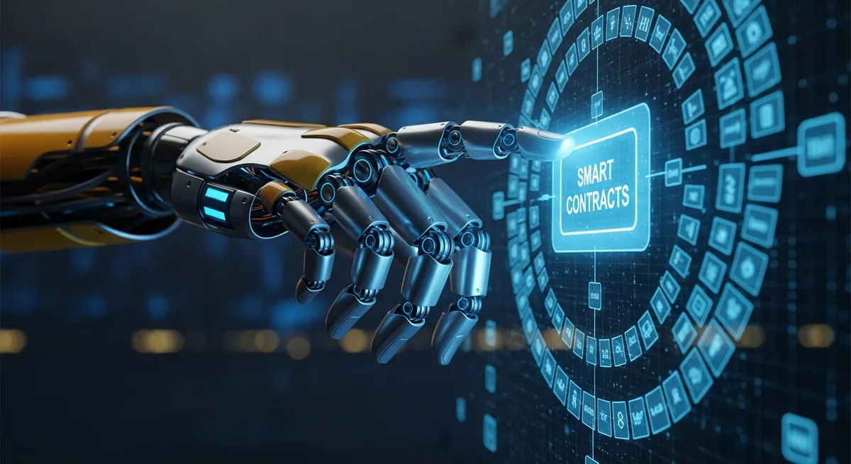 スマートコントラクトにふれる人の手