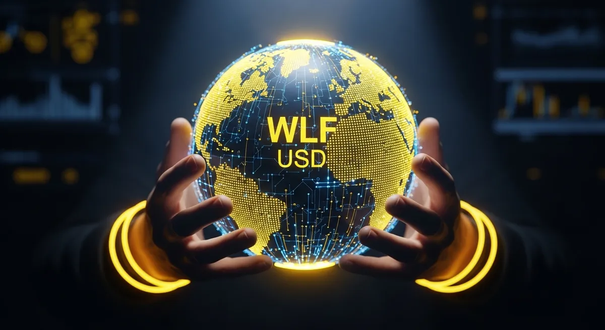 地球儀に映るWorld Liberty Financial USD 仮想通貨